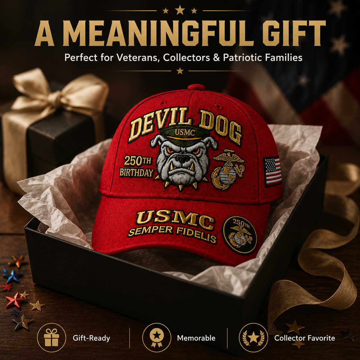 ❤️Devil Dog USMC 250th Birthday Commemorative Cover 🎁 Free Honor Coin With Every Cap Purchase