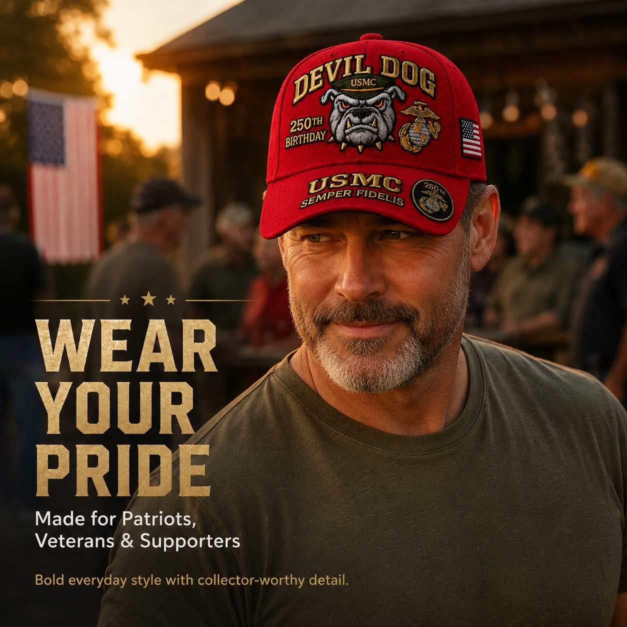 ❤️Devil Dog USMC 250th Birthday Commemorative Cover 🎁 Free Honor Coin With Every Cap Purchase